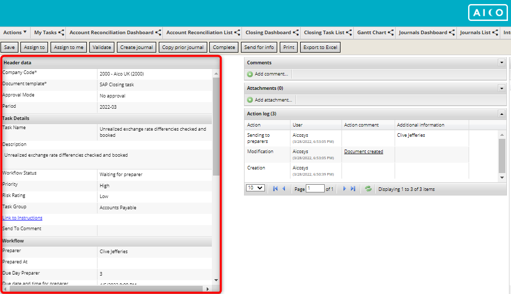 Picture of an account reconciliation dashboard